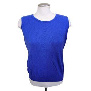 Vintage Cashmere Vest Sweater Unisex Size Large Blue Soft Old Money Quiet Luxury